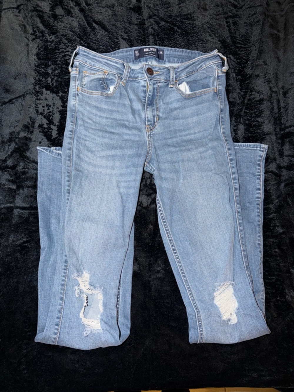 Hollister Light Wash Skinny Jeans with Knee Rips